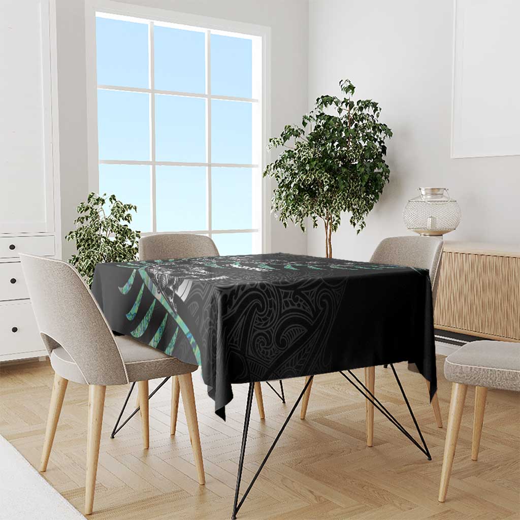 Custom New Zealand Silver Fern Rugby Tablecloth Aotearoa Kiwi Maori Pattern