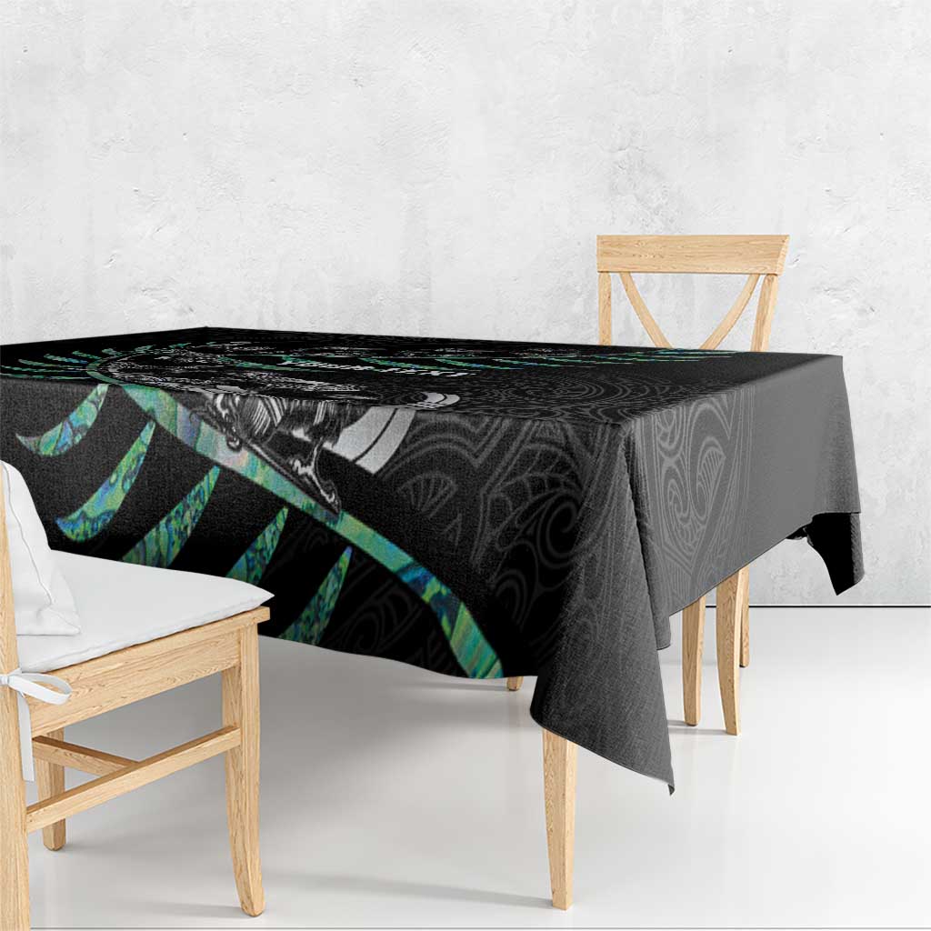 Custom New Zealand Silver Fern Rugby Tablecloth Aotearoa Kiwi Maori Pattern