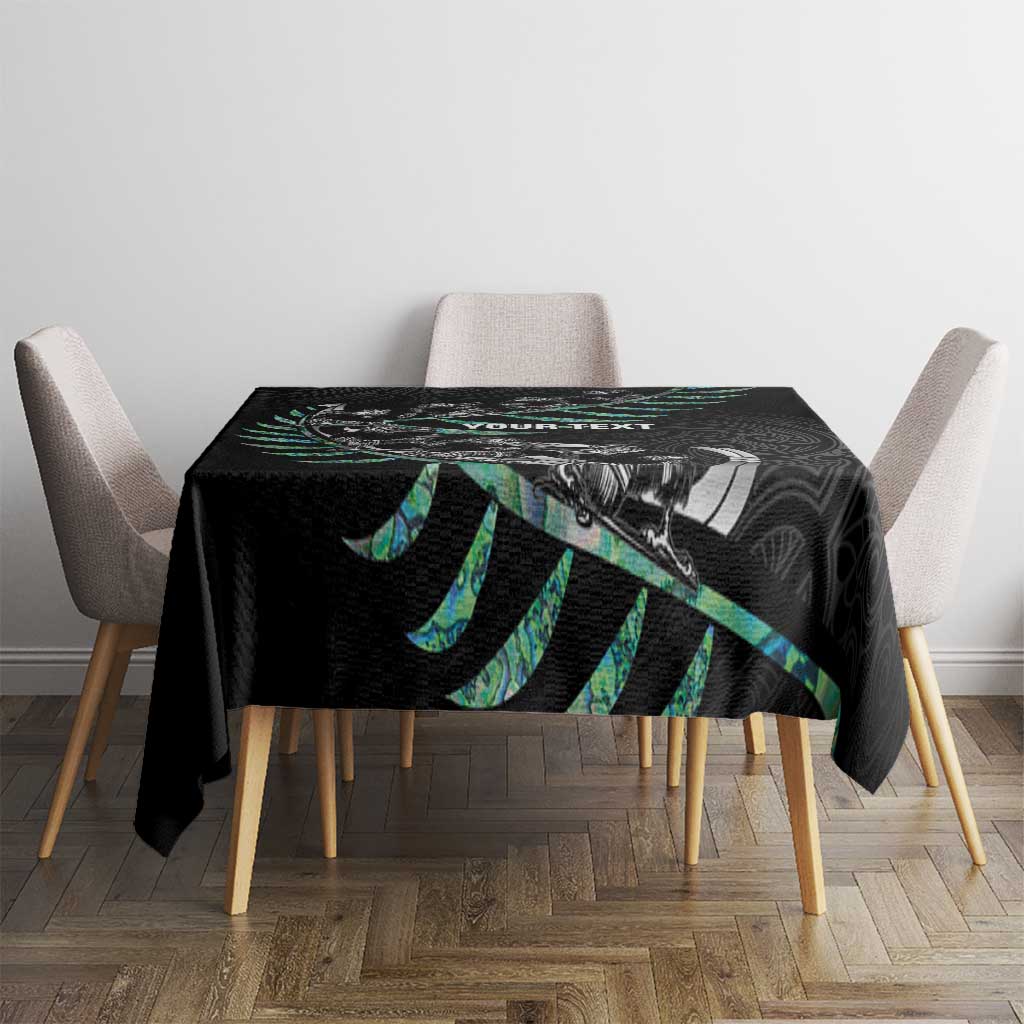 Custom New Zealand Silver Fern Rugby Tablecloth Aotearoa Kiwi Maori Pattern