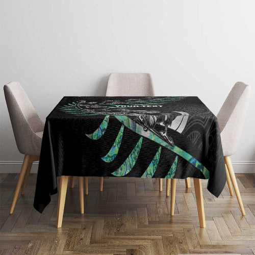 Custom New Zealand Silver Fern Rugby Tablecloth Aotearoa Kiwi Maori Pattern