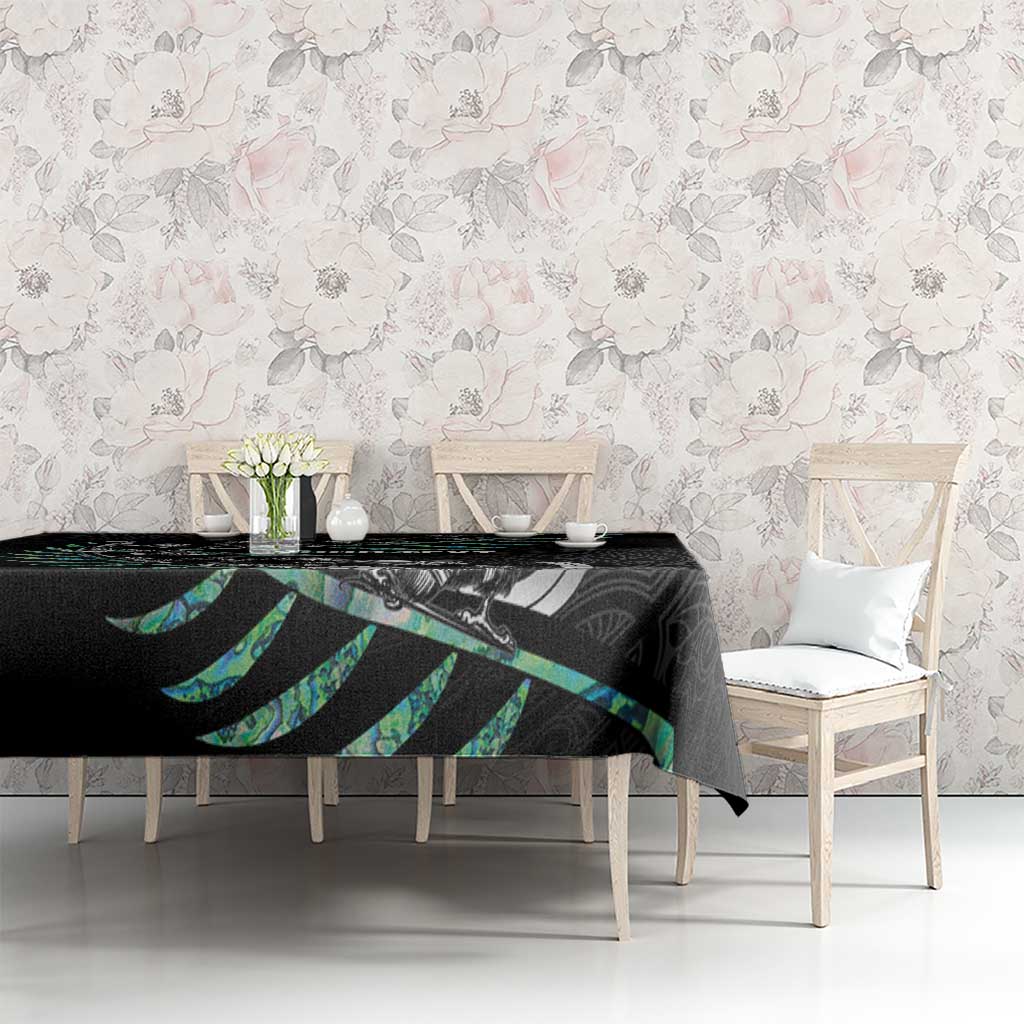Custom New Zealand Silver Fern Rugby Tablecloth Aotearoa Kiwi Maori Pattern