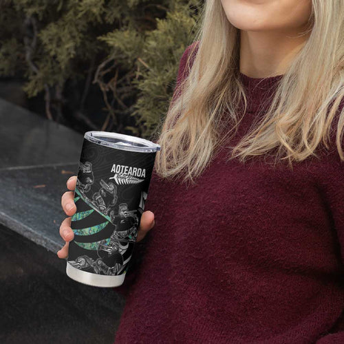 Custom New Zealand Silver Fern Rugby Tumbler Cup Aotearoa Kiwi Maori Pattern