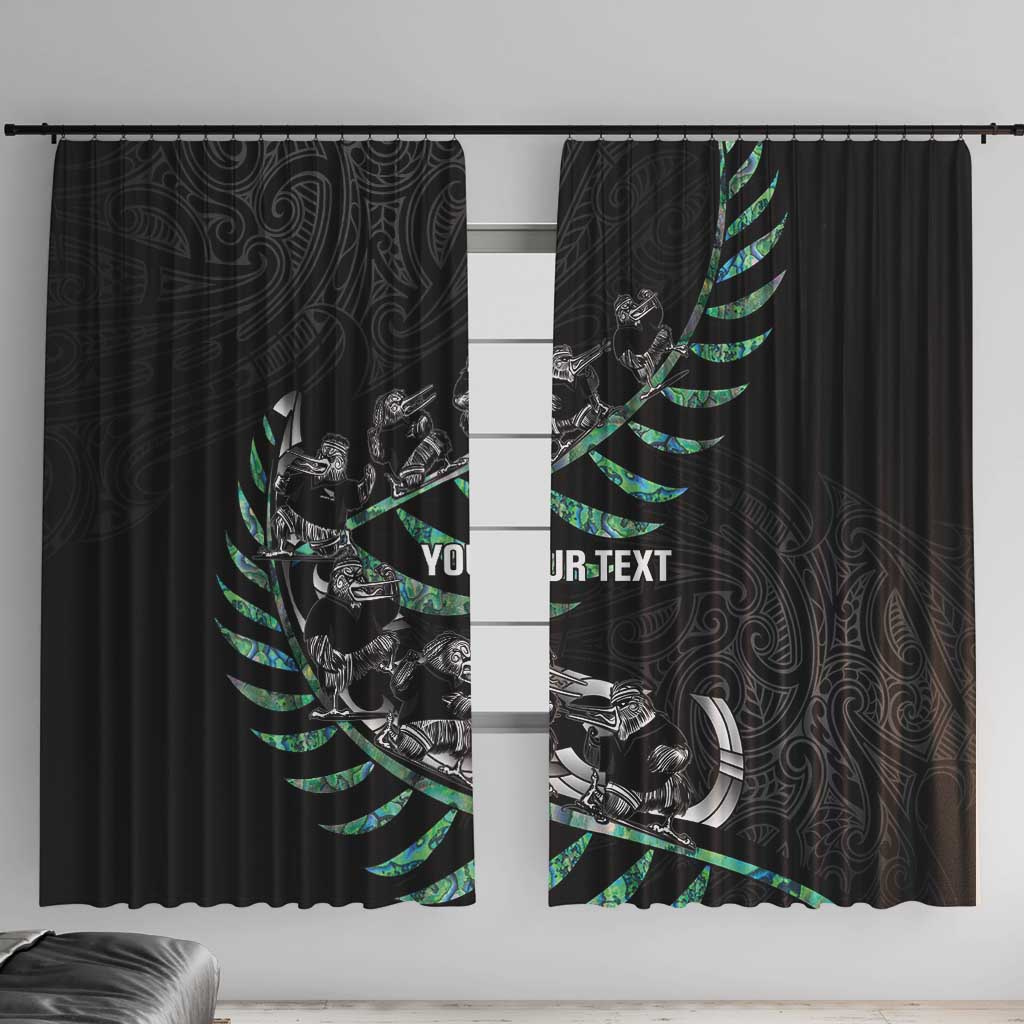 Custom New Zealand Silver Fern Rugby Window Curtain Aotearoa Kiwi Maori Pattern