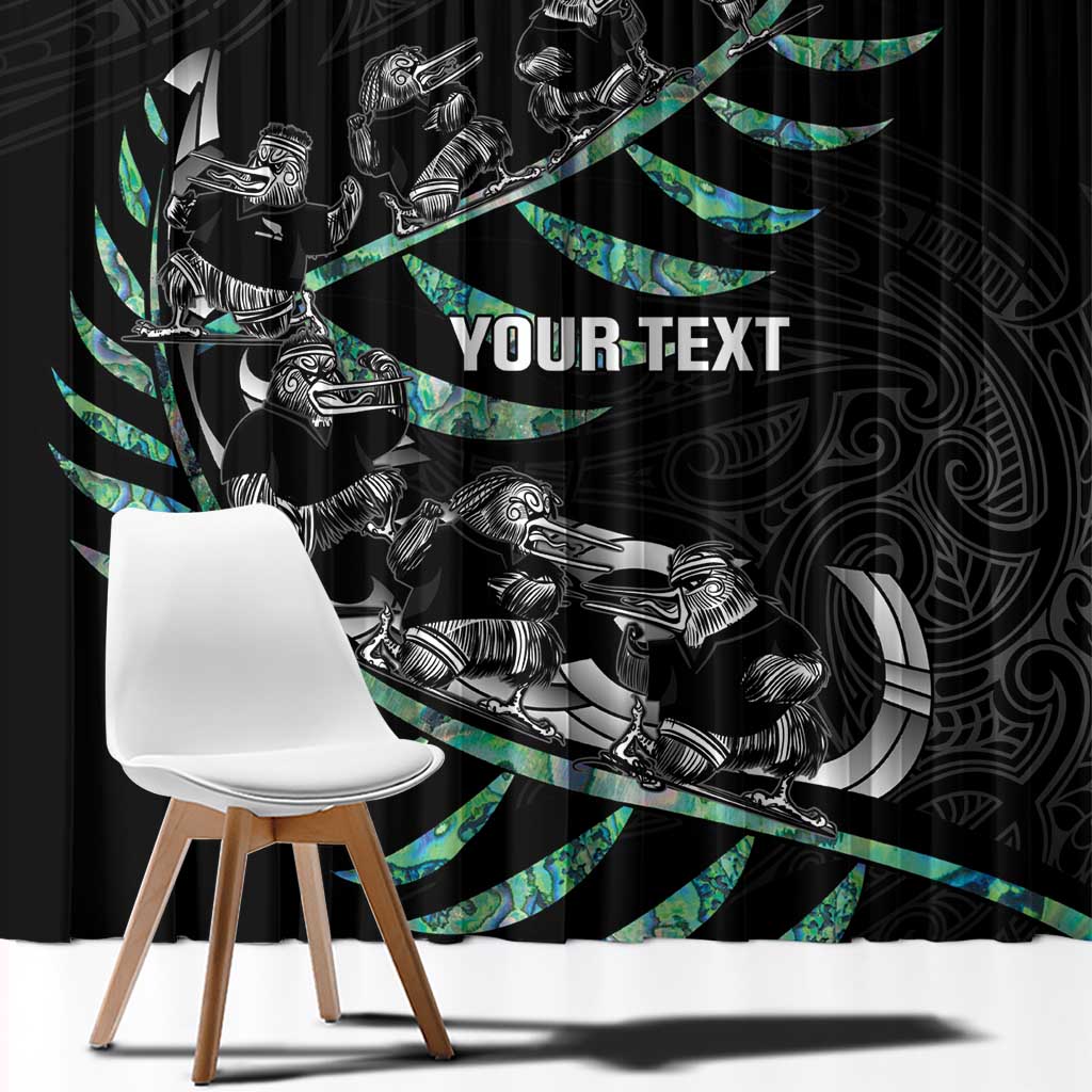 Custom New Zealand Silver Fern Rugby Window Curtain Aotearoa Kiwi Maori Pattern