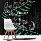 Custom New Zealand Silver Fern Rugby Window Curtain Aotearoa Kiwi Maori Pattern
