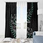 Custom New Zealand Silver Fern Rugby Window Curtain Aotearoa Kiwi Maori Pattern
