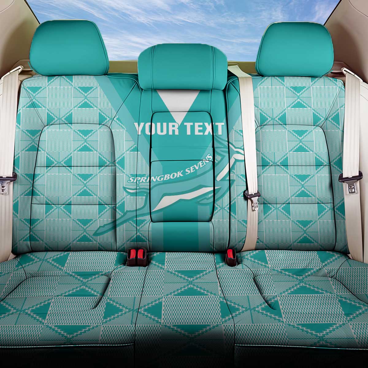 Custom South Africa Rugby Back Car Seat Cover Go Champions Springboks - Teal Version