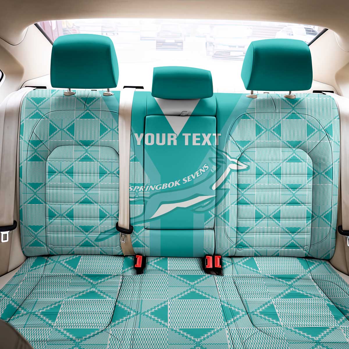 Custom South Africa Rugby Back Car Seat Cover Go Champions Springboks - Teal Version