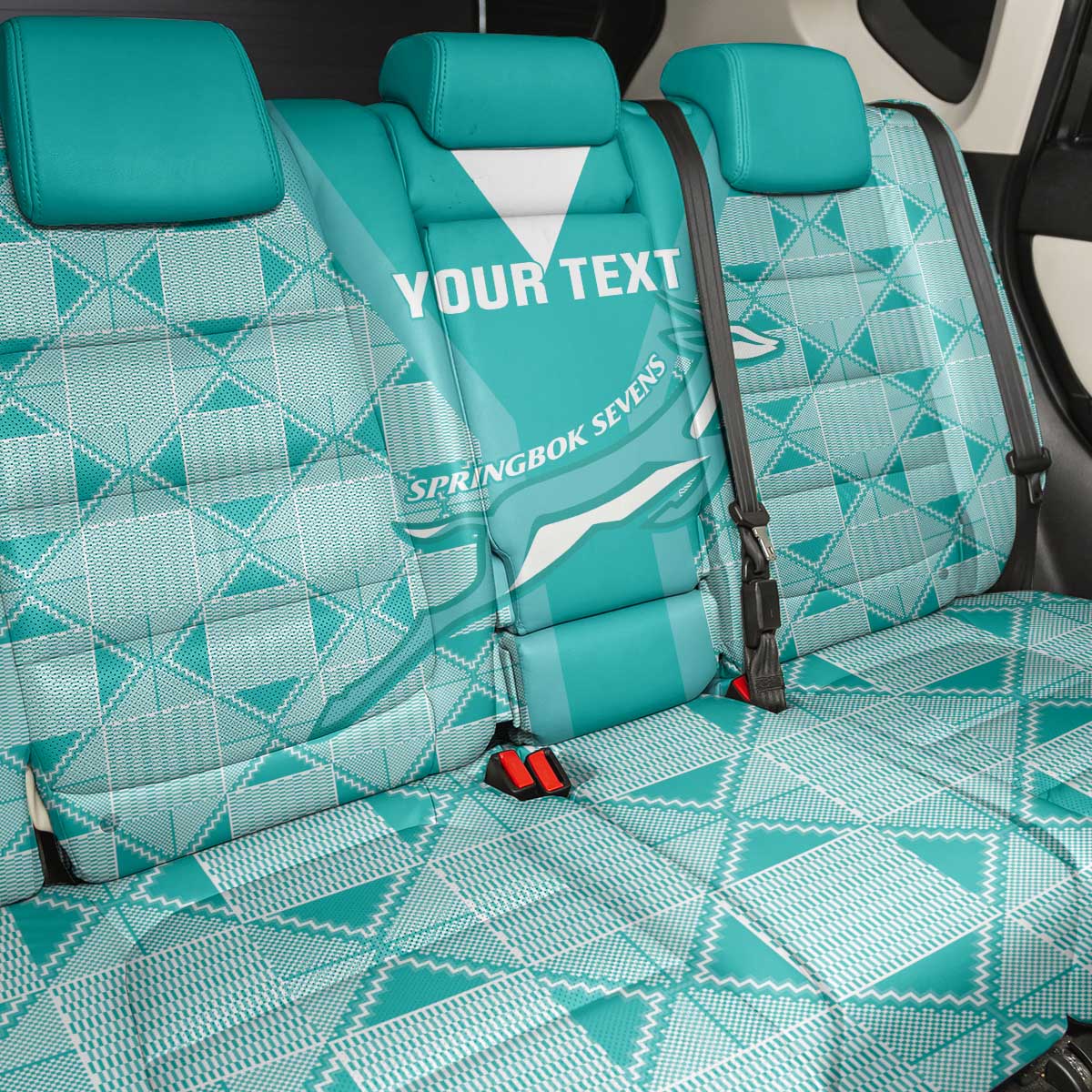 Custom South Africa Rugby Back Car Seat Cover Go Champions Springboks - Teal Version