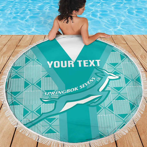 Custom South Africa Rugby Beach Blanket Go Champions Springboks - Teal Version