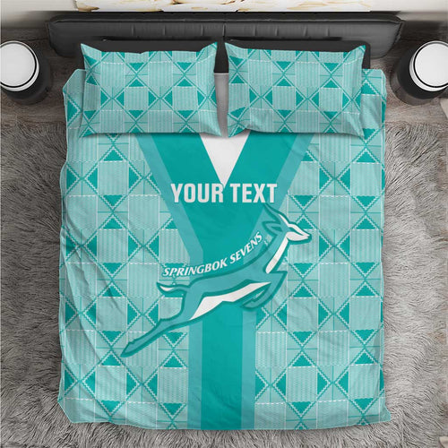 Custom South Africa Rugby Bedding Set Go Champions Springboks - Teal Version