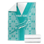 Custom South Africa Rugby Blanket Go Champions Springboks - Teal Version