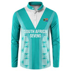 Custom South Africa Rugby Button Sweatshirt Go Champions Springboks - Teal Version