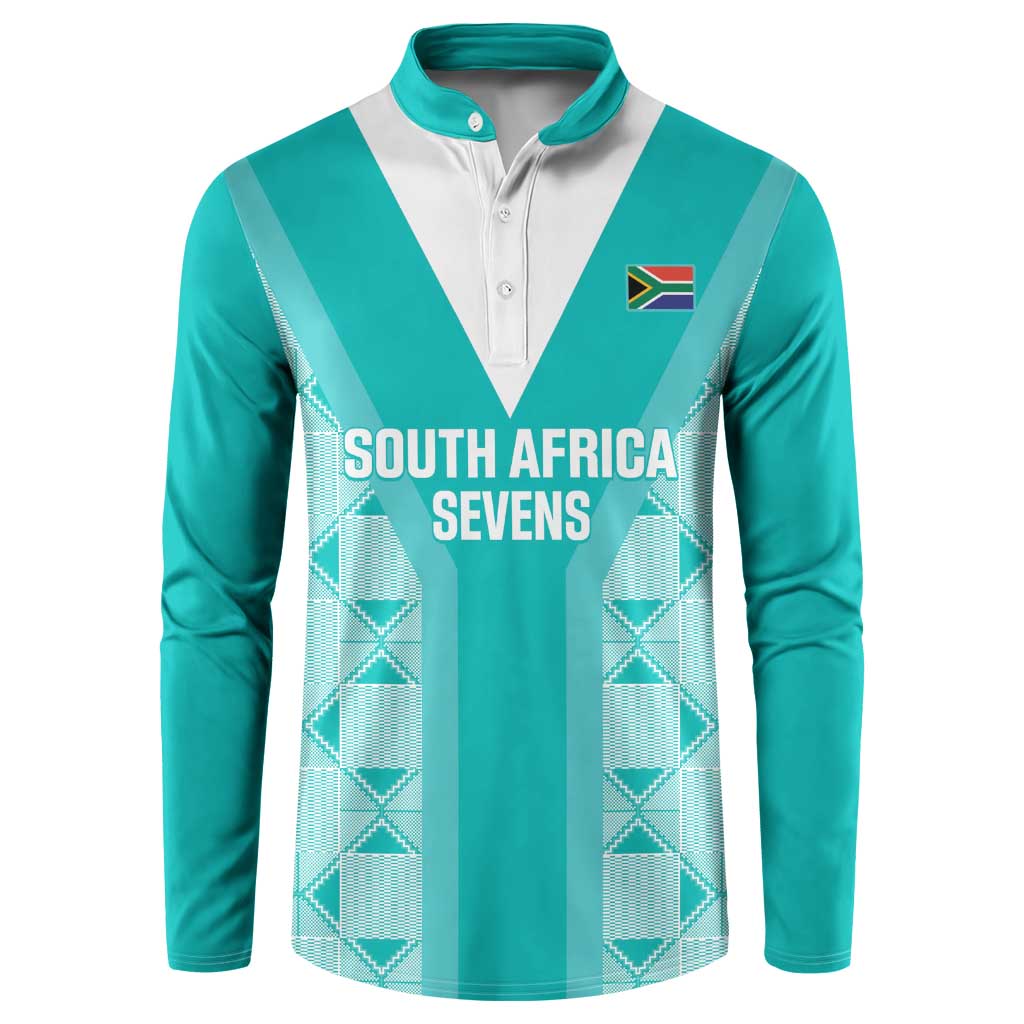Custom South Africa Rugby Button Sweatshirt Go Champions Springboks - Teal Version