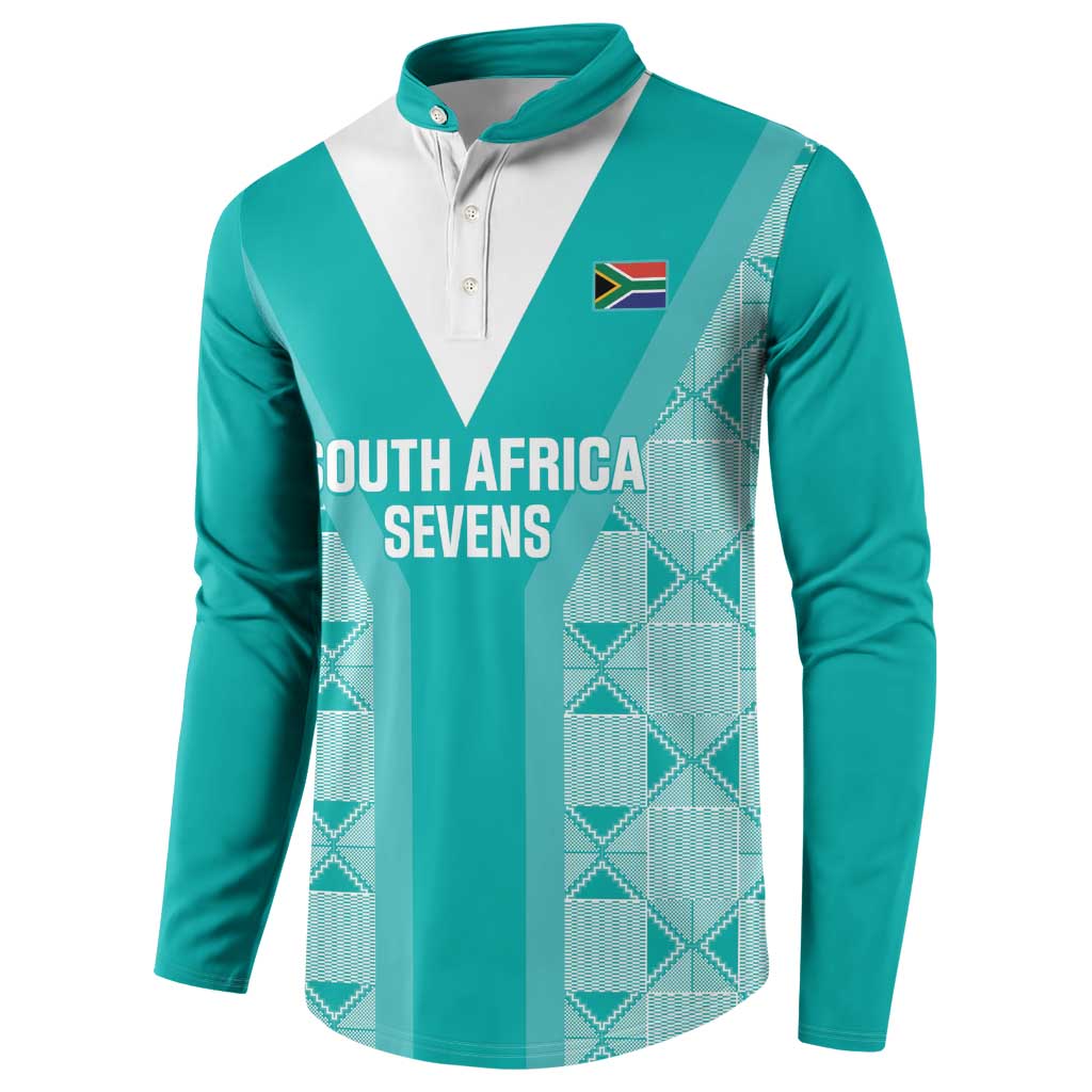Custom South Africa Rugby Button Sweatshirt Go Champions Springboks - Teal Version