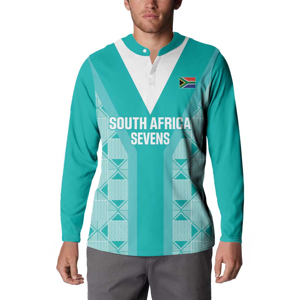 Custom South Africa Rugby Button Sweatshirt Go Champions Springboks - Teal Version