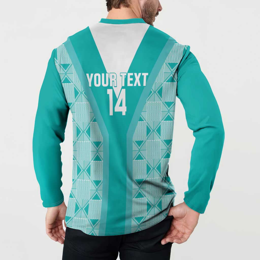 Custom South Africa Rugby Button Sweatshirt Go Champions Springboks - Teal Version