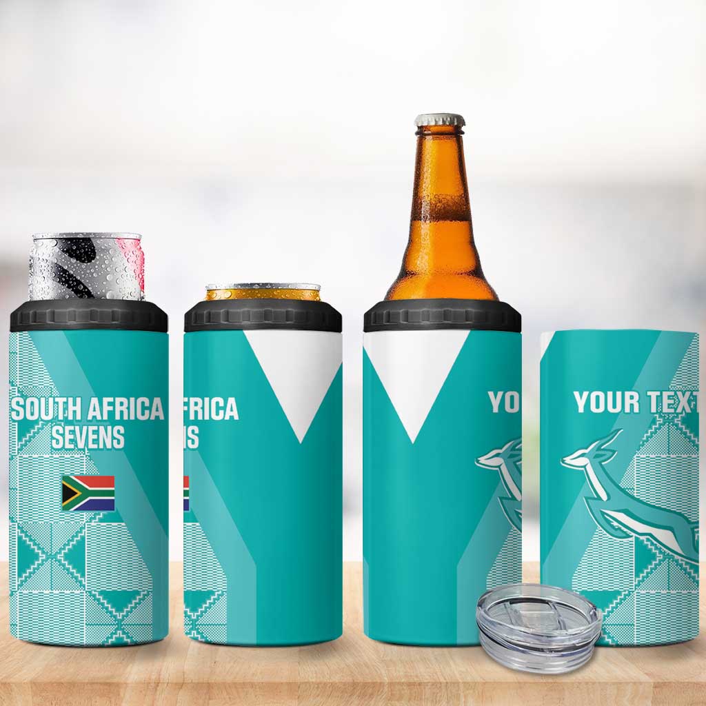 Custom South Africa Rugby 4 in 1 Can Cooler Tumbler Go Champions Springboks - Teal Version
