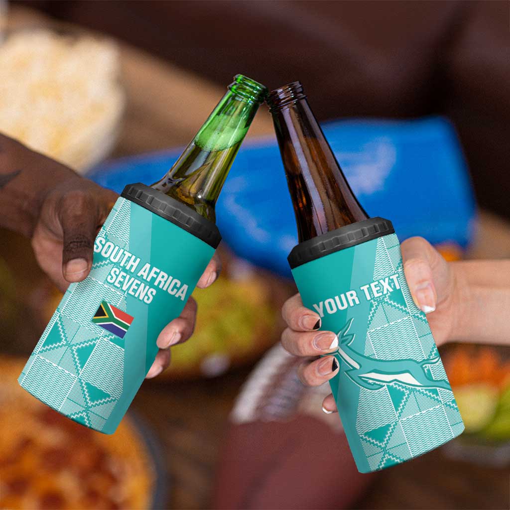 Custom South Africa Rugby 4 in 1 Can Cooler Tumbler Go Champions Springboks - Teal Version