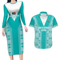 Custom South Africa Rugby Couples Matching Long Sleeve Bodycon Dress and Hawaiian Shirt Go Champions Springboks - Teal Version