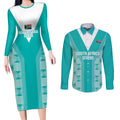 Custom South Africa Rugby Couples Matching Long Sleeve Bodycon Dress and Long Sleeve Button Shirt Go Champions Springboks - Teal Version