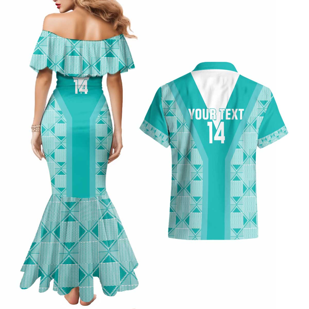Custom South Africa Rugby Couples Matching Mermaid Dress and Hawaiian Shirt Go Champions Springboks - Teal Version