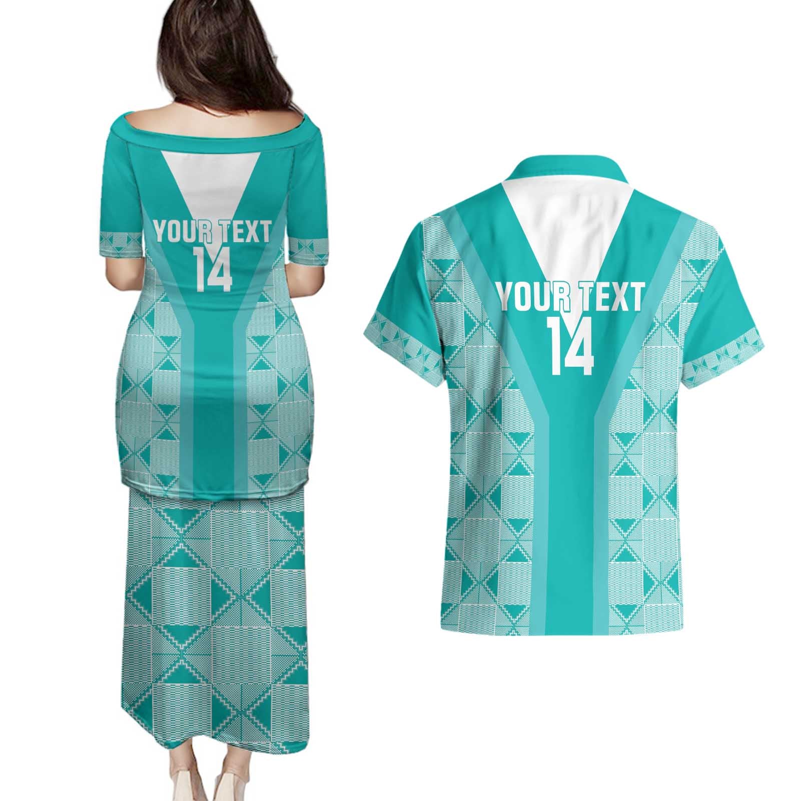 Custom South Africa Rugby Couples Matching Puletasi and Hawaiian Shirt Go Champions Springboks - Teal Version