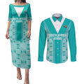 Custom South Africa Rugby Couples Matching Puletasi and Long Sleeve Button Shirt Go Champions Springboks - Teal Version
