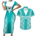 Custom South Africa Rugby Couples Matching Short Sleeve Bodycon Dress and Hawaiian Shirt Go Champions Springboks - Teal Version