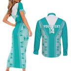 Custom South Africa Rugby Couples Matching Short Sleeve Bodycon Dress and Long Sleeve Button Shirt Go Champions Springboks - Teal Version
