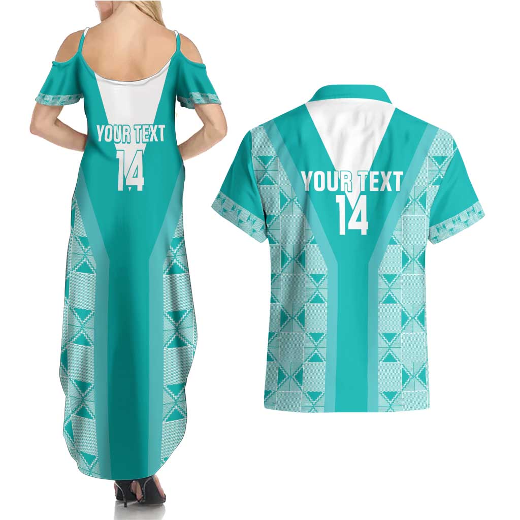 Custom South Africa Rugby Couples Matching Summer Maxi Dress and Hawaiian Shirt Go Champions Springboks - Teal Version