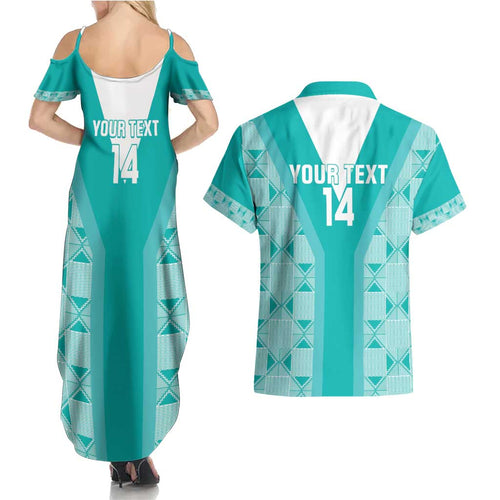 Custom South Africa Rugby Couples Matching Summer Maxi Dress and Hawaiian Shirt Go Champions Springboks - Teal Version