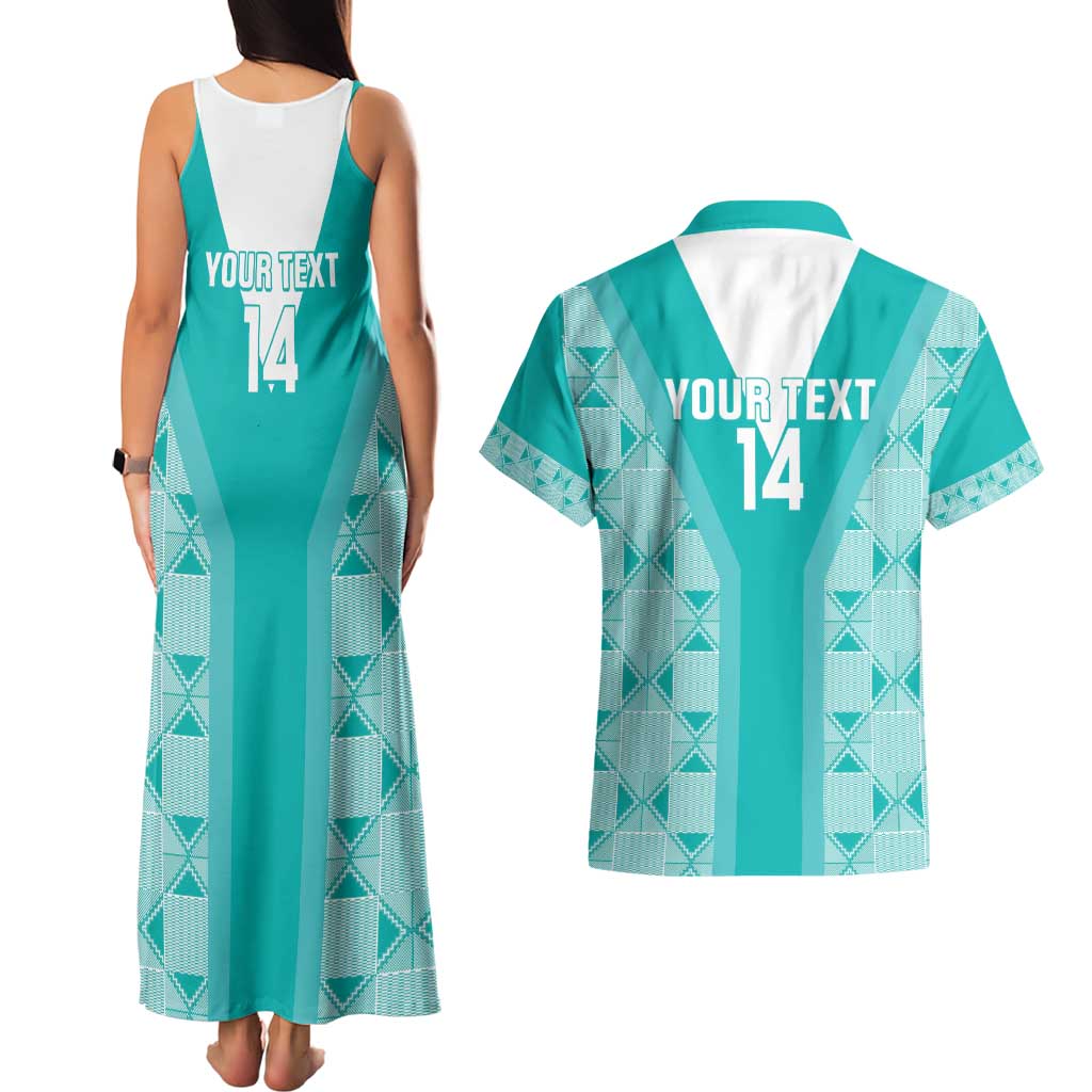 Custom South Africa Rugby Couples Matching Tank Maxi Dress and Hawaiian Shirt Go Champions Springboks - Teal Version