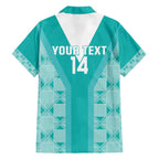 Custom South Africa Rugby Family Matching Off The Shoulder Long Sleeve Dress and Hawaiian Shirt Go Champions Springboks - Teal Version