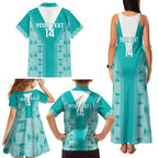 Custom South Africa Rugby Family Matching Tank Maxi Dress and Hawaiian Shirt Go Champions Springboks - Teal Version