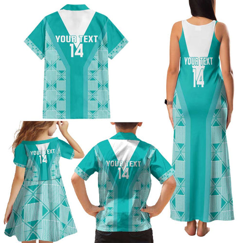 Custom South Africa Rugby Family Matching Tank Maxi Dress and Hawaiian Shirt Go Champions Springboks - Teal Version