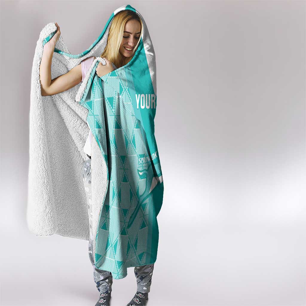 Custom South Africa Rugby Hooded Blanket Go Champions Springboks - Teal Version