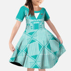 Custom South Africa Rugby Kid Short Sleeve Dress Go Champions Springboks - Teal Version