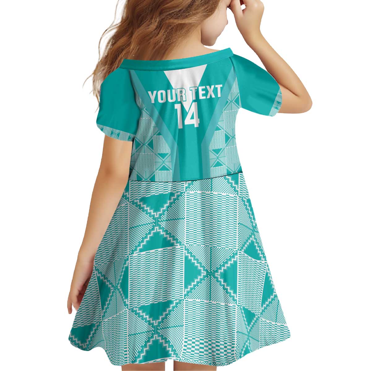 Custom South Africa Rugby Kid Short Sleeve Dress Go Champions Springboks - Teal Version