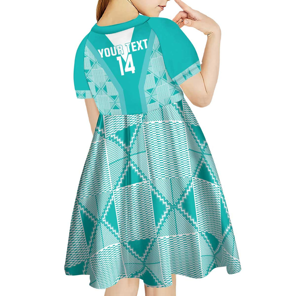 Custom South Africa Rugby Kid Short Sleeve Dress Go Champions Springboks - Teal Version