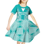 Custom South Africa Rugby Kid Short Sleeve Dress Go Champions Springboks - Teal Version