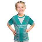 Custom South Africa Rugby Kid T Shirt Go Champions Springboks - Teal Version