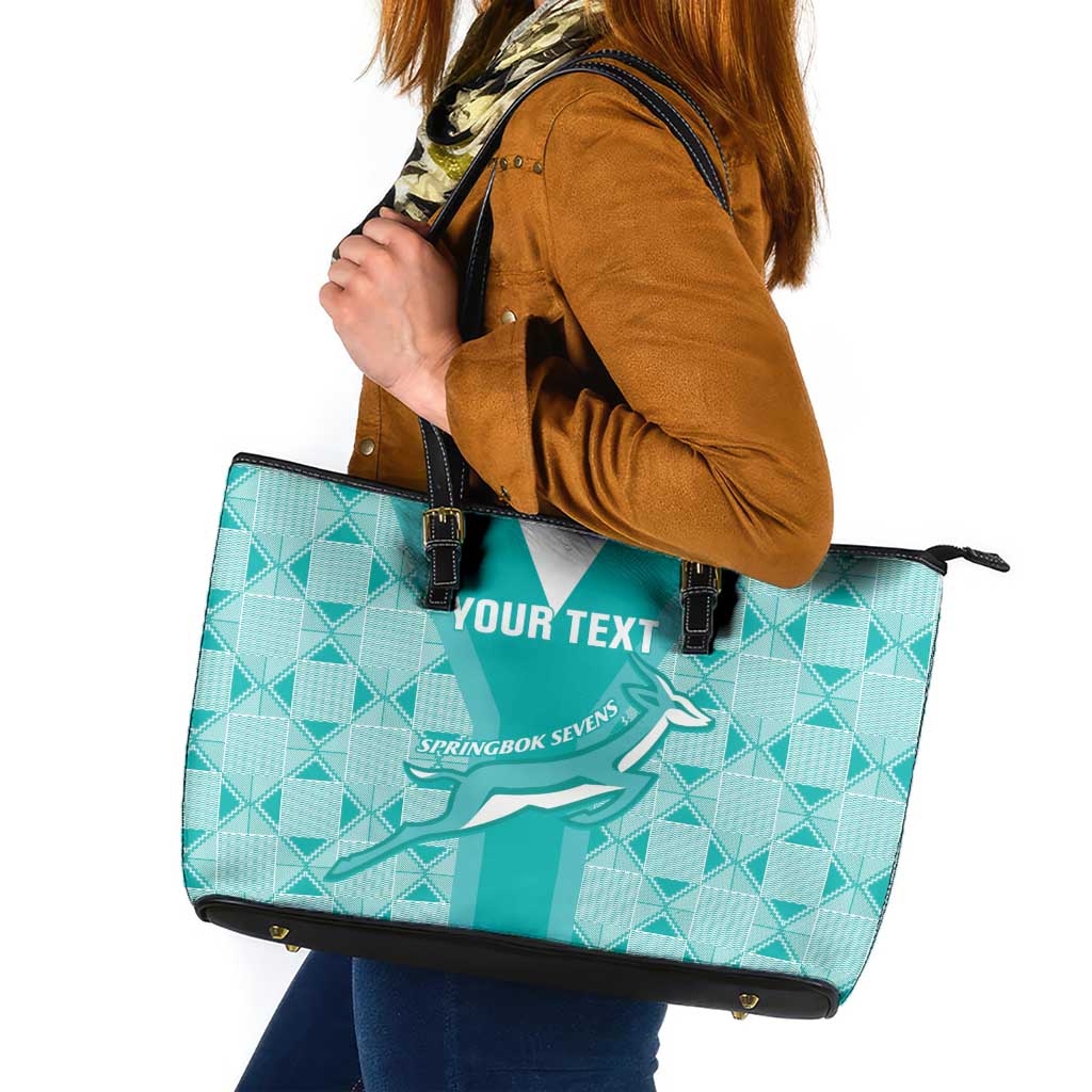 Custom South Africa Rugby Leather Tote Bag Go Champions Springboks - Teal Version