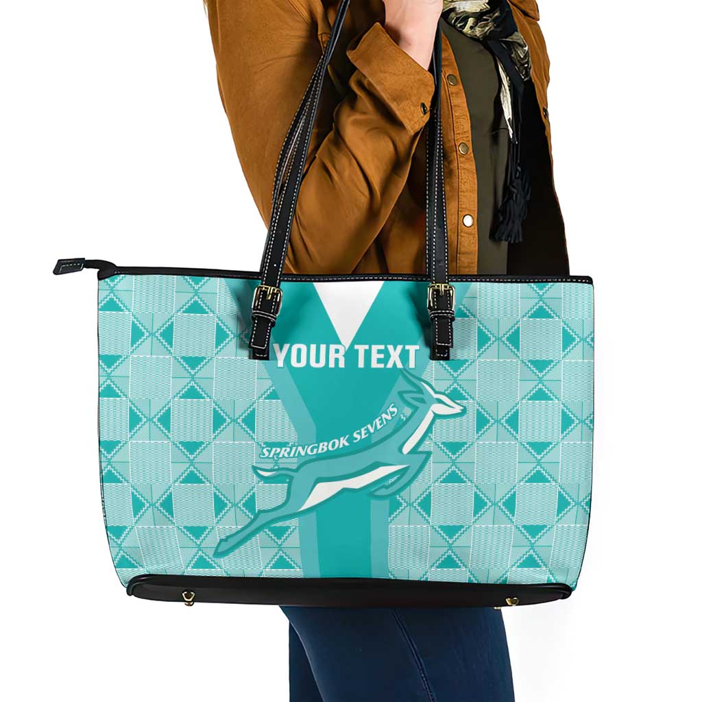 Custom South Africa Rugby Leather Tote Bag Go Champions Springboks - Teal Version