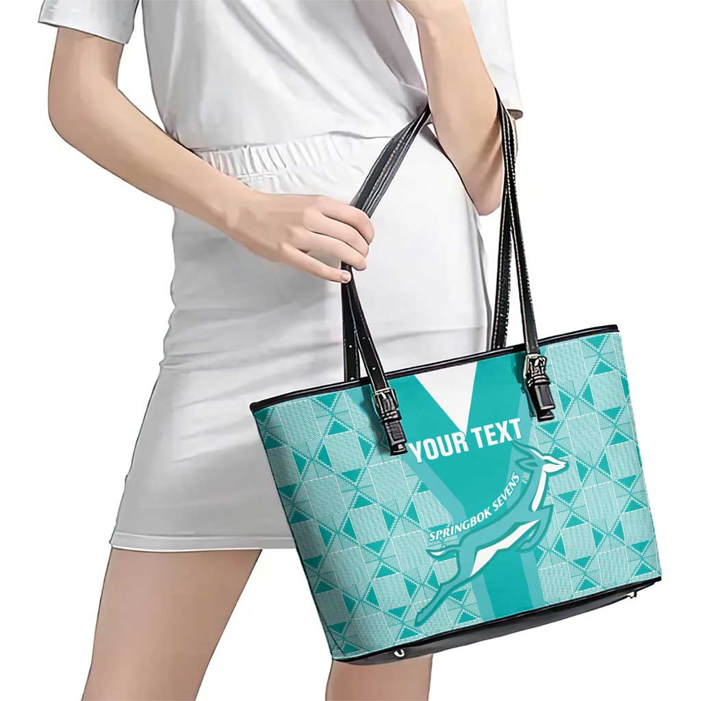 Custom South Africa Rugby Leather Tote Bag Go Champions Springboks - Teal Version