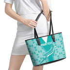 Custom South Africa Rugby Leather Tote Bag Go Champions Springboks - Teal Version