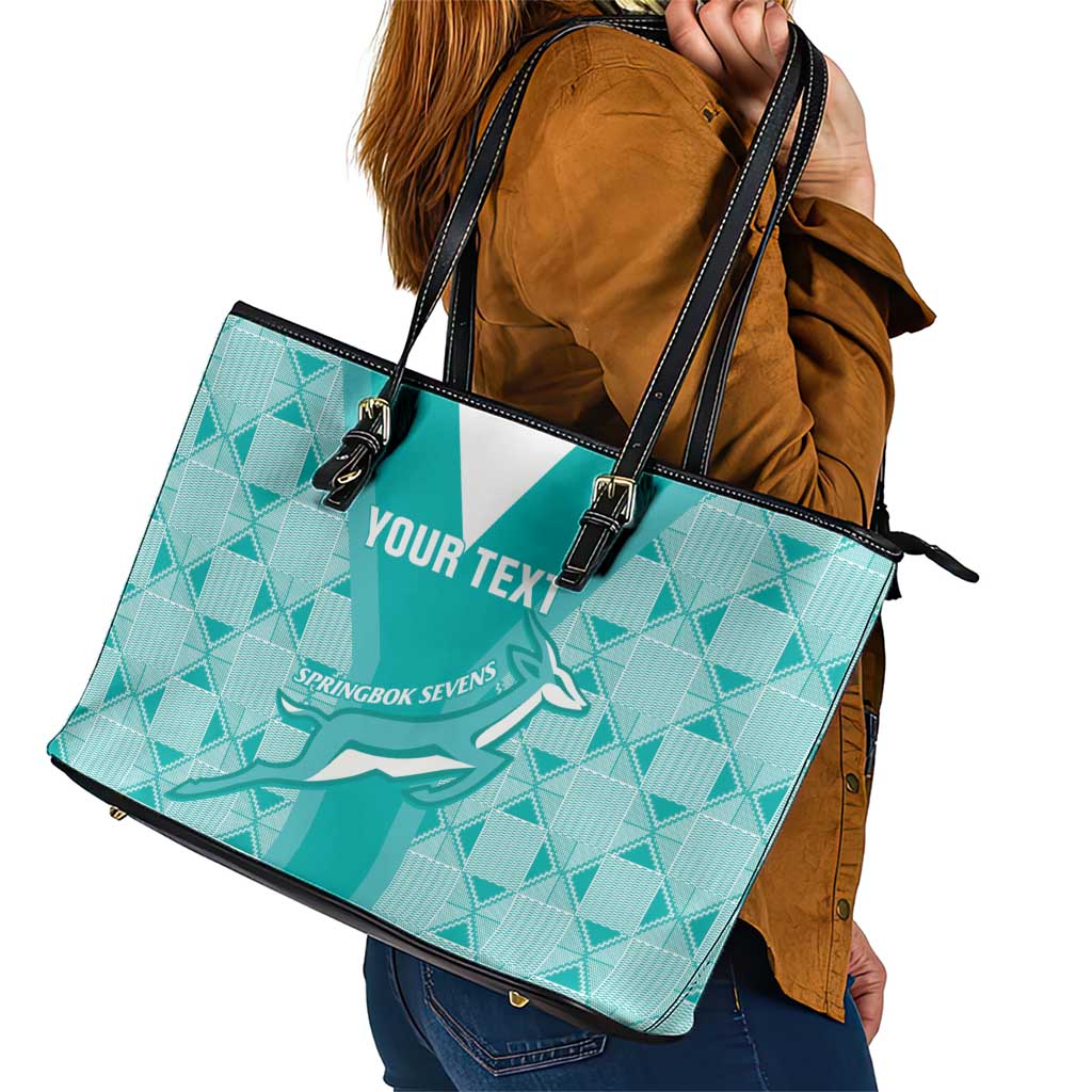 Custom South Africa Rugby Leather Tote Bag Go Champions Springboks - Teal Version