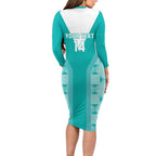 Custom South Africa Rugby Long Sleeve Bodycon Dress Go Champions Springboks - Teal Version