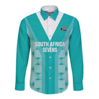 Custom South Africa Rugby Long Sleeve Button Shirt Go Champions Springboks - Teal Version