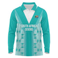 Custom South Africa Rugby Long Sleeve Polo Shirt Go Champions Springboks - Teal Version